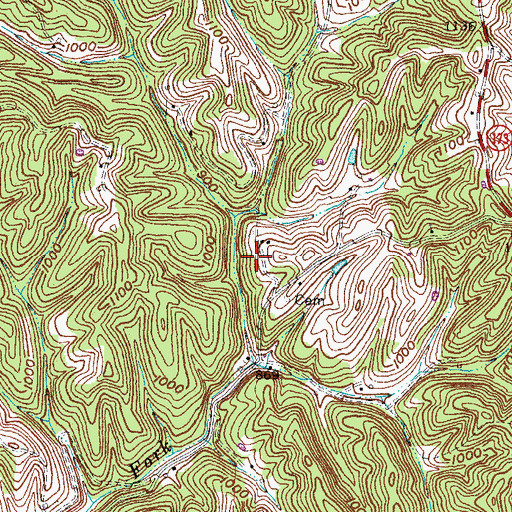 Topographic Map of Lytten Post Office (historical), KY