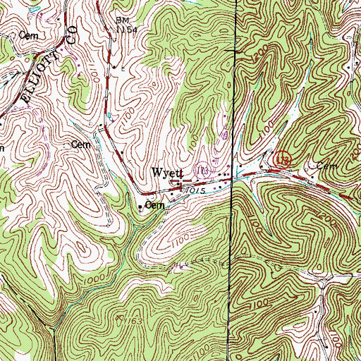 Topographic Map of Wyett Post Office (historical), KY