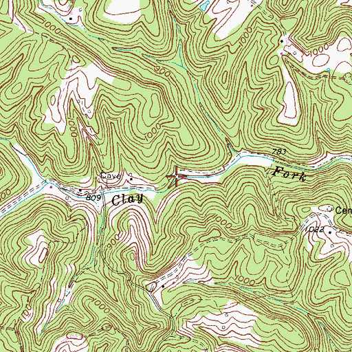 Topographic Map of Clay Fork School (historical), KY
