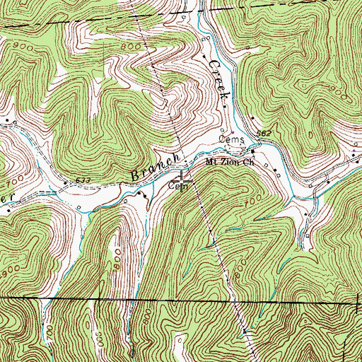 Topographic Map of McIntier Cemetery, KY