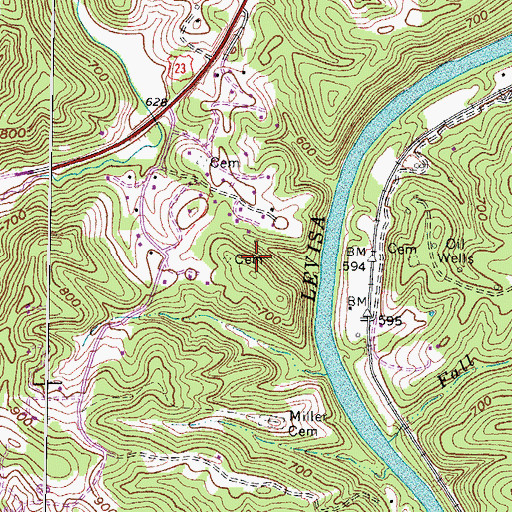 Topographic Map of Miller Cemetery, KY