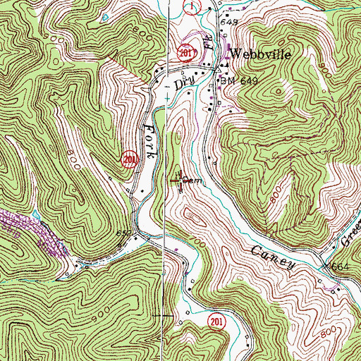 Topographic Map of Webbville Cemetery, KY