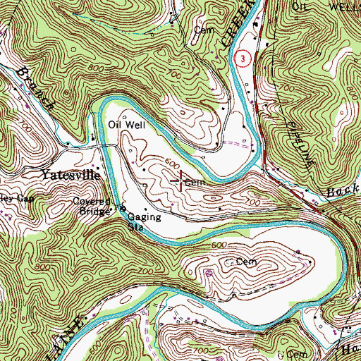 Topographic Map of Yatesville Memorial Gardens, KY
