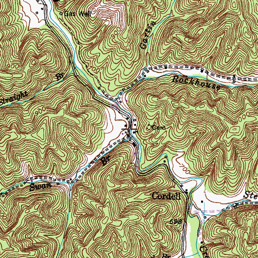 Topographic Map of Cordell Freewill Baptist Church, KY