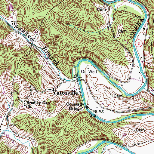Topographic Map of Yatesville Church, KY