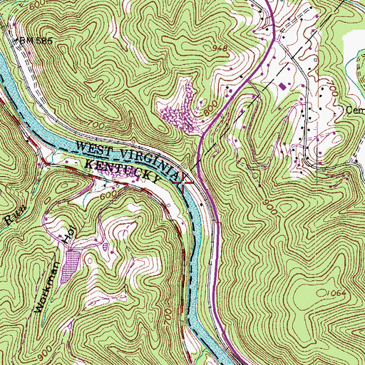 Topographic Map of US Lock Number 1 Tug River (historical), KY