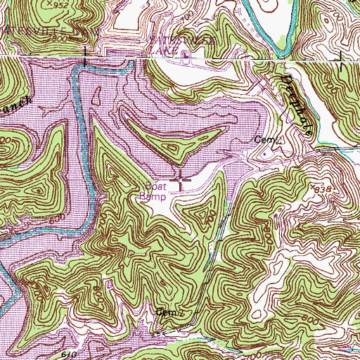 Topographic Map of Barker Boat Ramp, KY