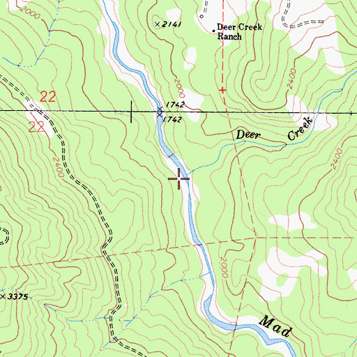 Topographic Map of Deer Creek, CA
