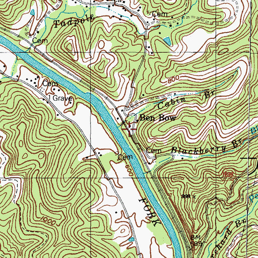 Topographic Map of Ben Bow Railroad Station (historical), KY