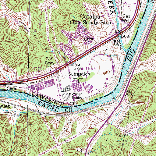 Topographic Map of Big Sandy Plant of the Kentucky Power Company, KY