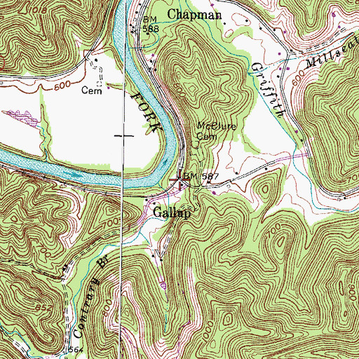 Topographic Map of Gallop Railroad Station (historical), KY