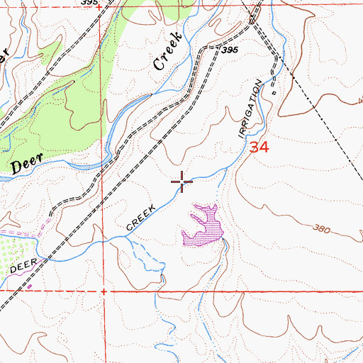 Topographic Map of Deer Creek Irrigation Ditch, CA