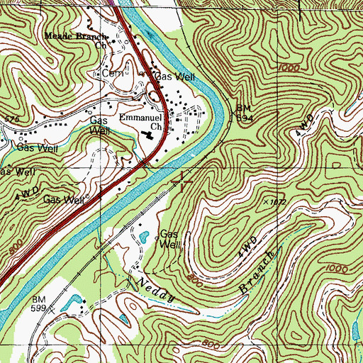 Topographic Map of Kise Railroad Stop (historical), KY