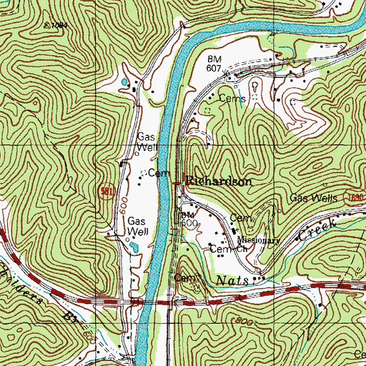 Topographic Map of Richardson Railroad Station (historical), KY