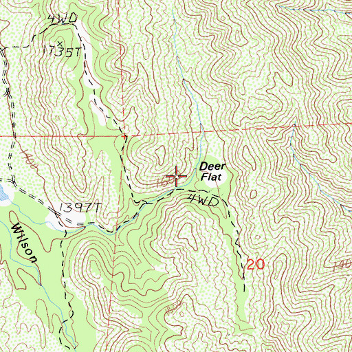 Topographic Map of Deer Flat, CA