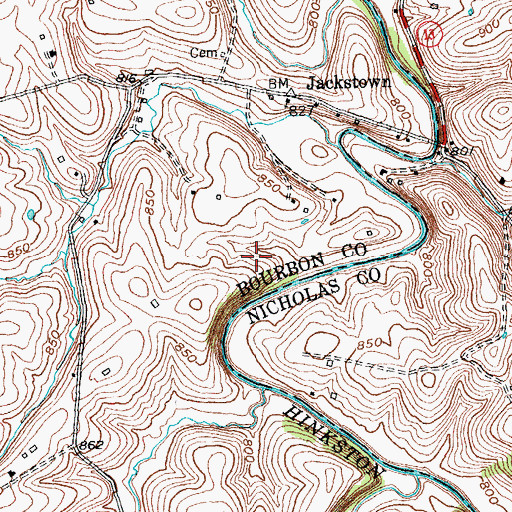 Topographic Map of Adeline (historical), KY