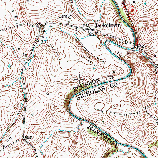 Topographic Map of Adeline (historical), KY