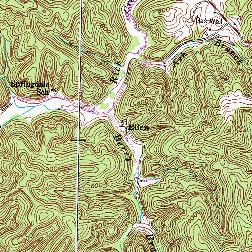 Topographic Map of Ellen Post Office (historical), KY