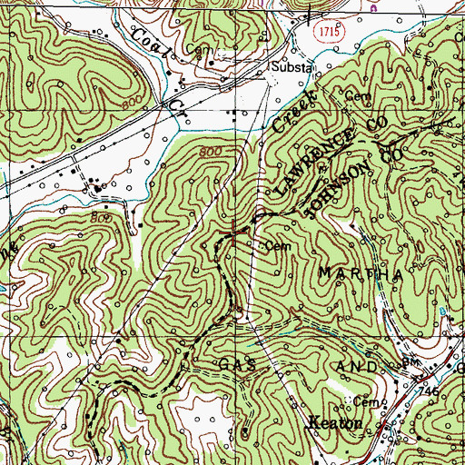 Topographic Map of Martha Ridge, KY