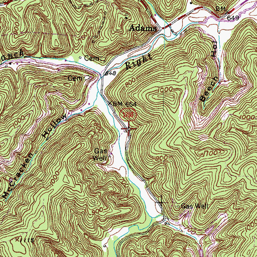 Topographic Map of Adams School (historical), KY