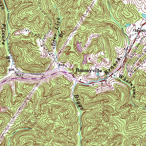 Topographic Map of Busseyville School (historical), KY