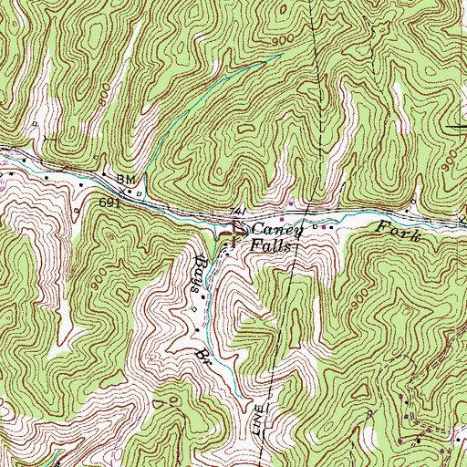 Topographic Map of Caney Falls School (historical), KY