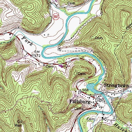 Topographic Map of Fallsburg School (historical), KY