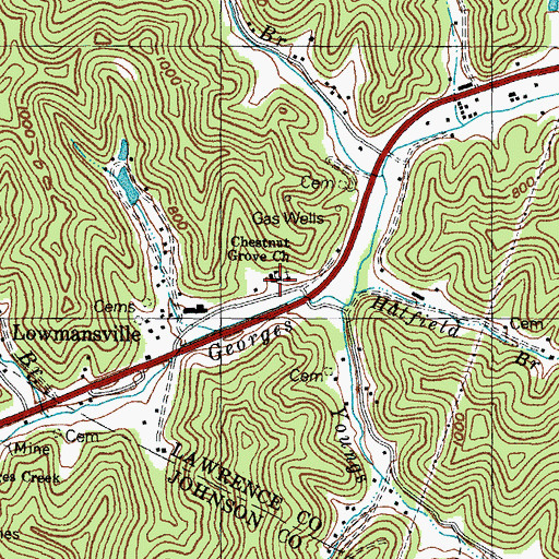 Topographic Map of Lowmansville School (historical), KY