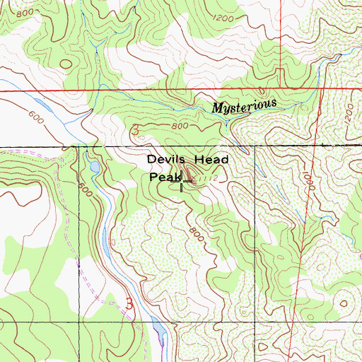 Topographic Map of Devils Head Peak, CA