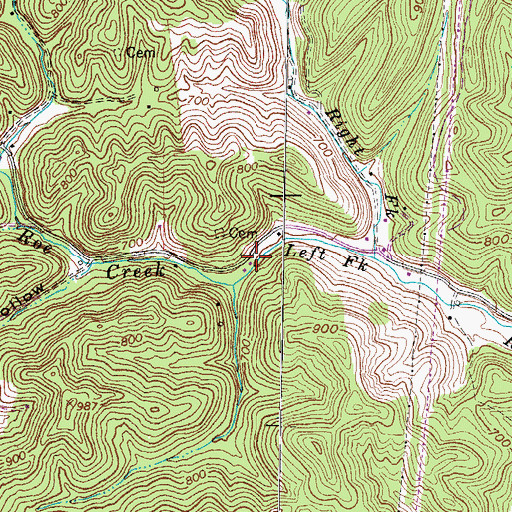 Topographic Map of Rowe Creek School (historical), KY