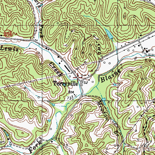 Topographic Map of Terryville Post Office (historical), KY