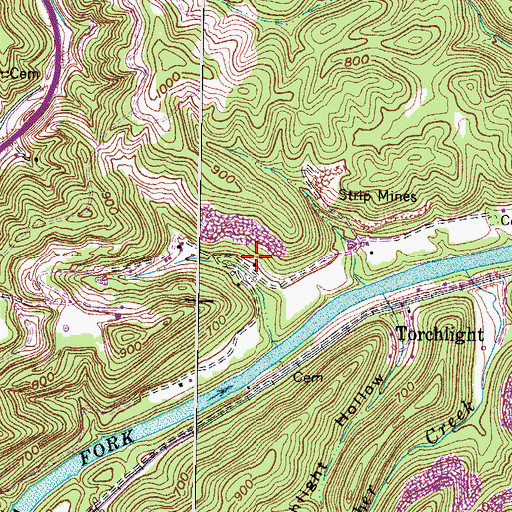 Topographic Map of Tourch Light School (historical), KY