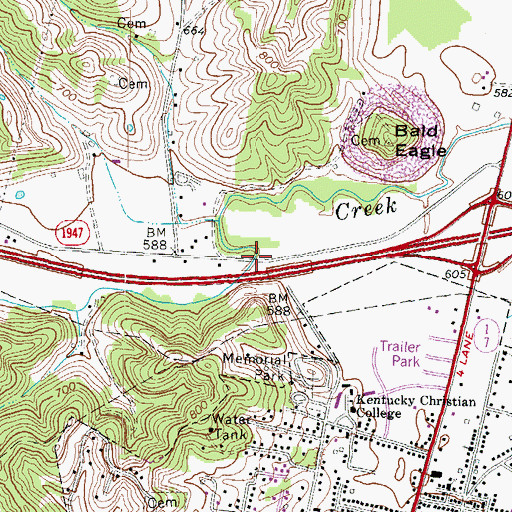 Topographic Map of Barretts Creek Ford (historical), KY