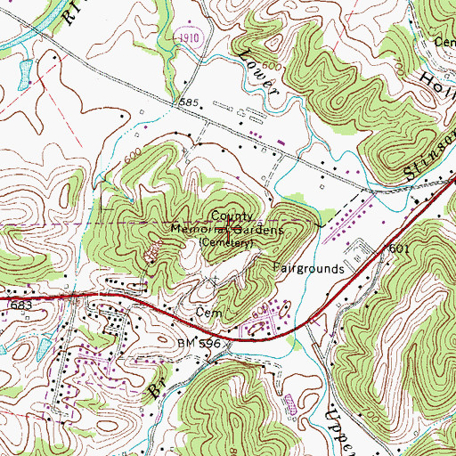Topographic Map of Carter County Memorial Gardens, KY