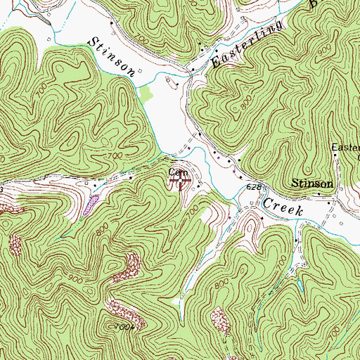Topographic Map of Burton Cemetery, KY