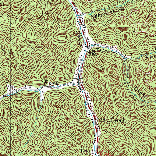 Topographic Map of Lick Creek School (historical), KY