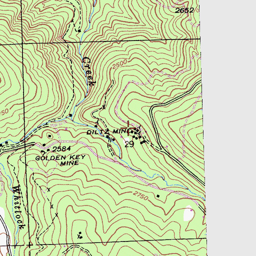 Topographic Map of Diltz Mine, CA