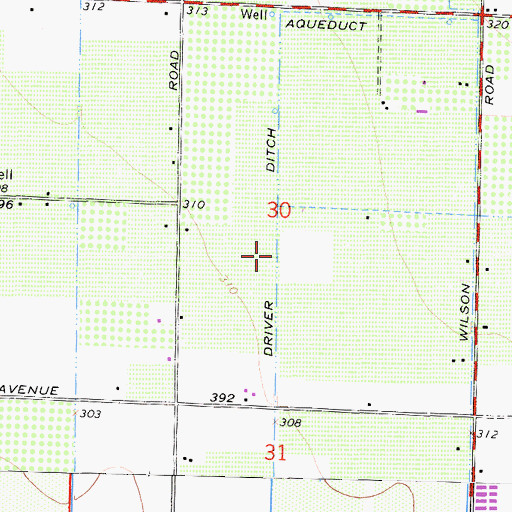 Topographic Map of Driver Ditch, CA