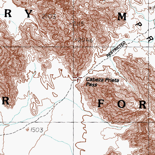 Topographic Map of Cabeza Prieta Pass, AZ