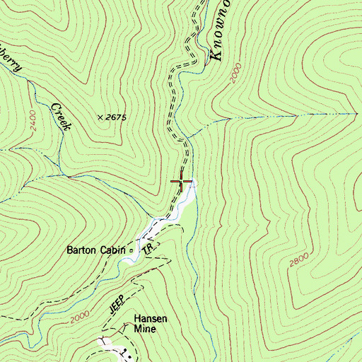 Topographic Map of East Fork Knownothing Creek, CA