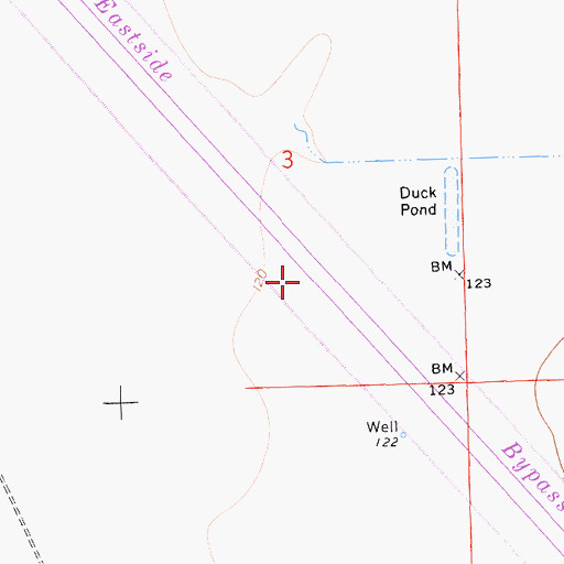 Topographic Map of Eastside Bypass, CA