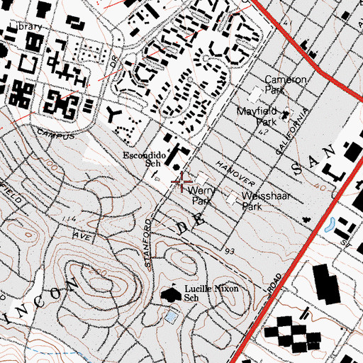 Topographic Map of Werry Park, CA