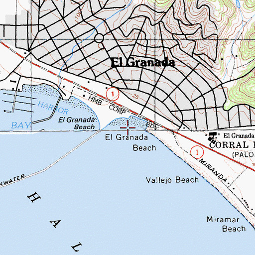 Topographic Map of El Granada Beach, CA