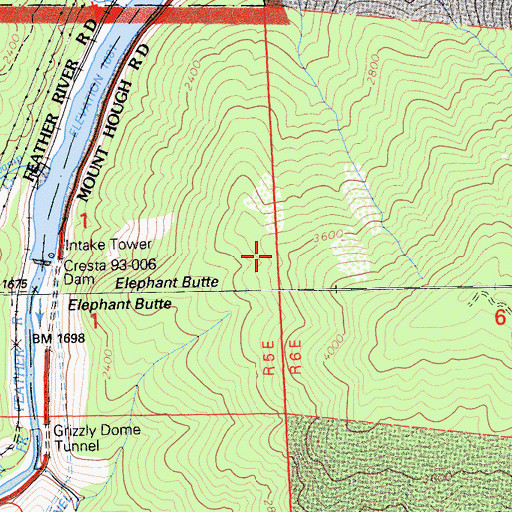 Topographic Map of Elephant Butte, CA