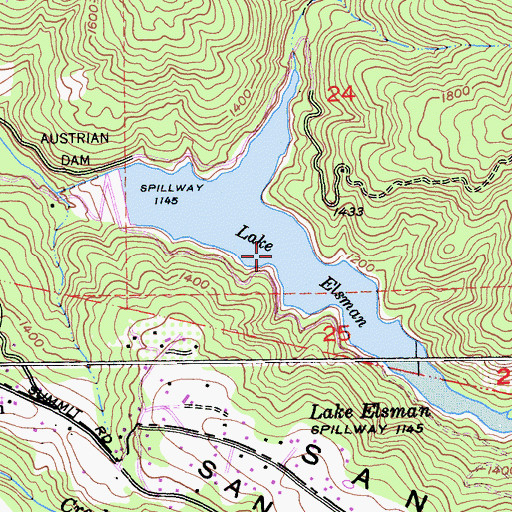 Topographic Map of Lake Elsman, CA