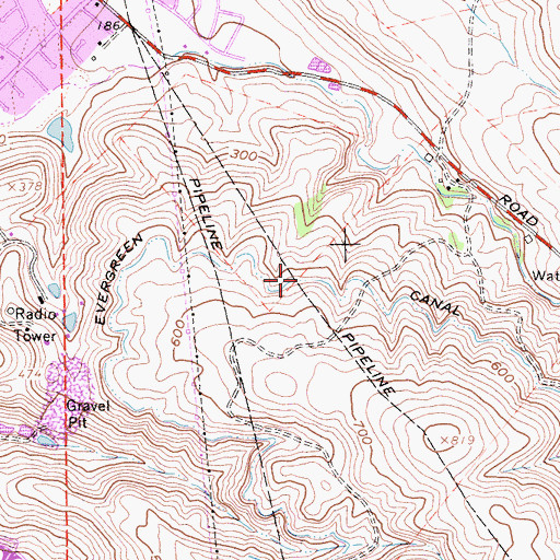 Topographic Map of Evergreen Canal, CA