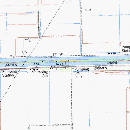 Topographic Map of Fabian and Bell Canal, CA