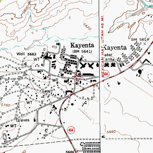 Topographic Map of Kayenta Boarding School, AZ