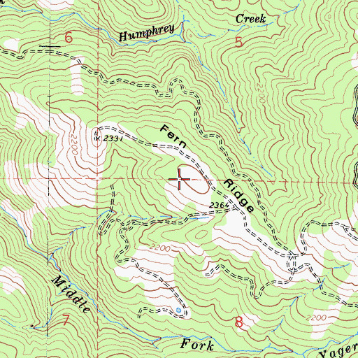 Topographic Map of Fern Ridge, CA