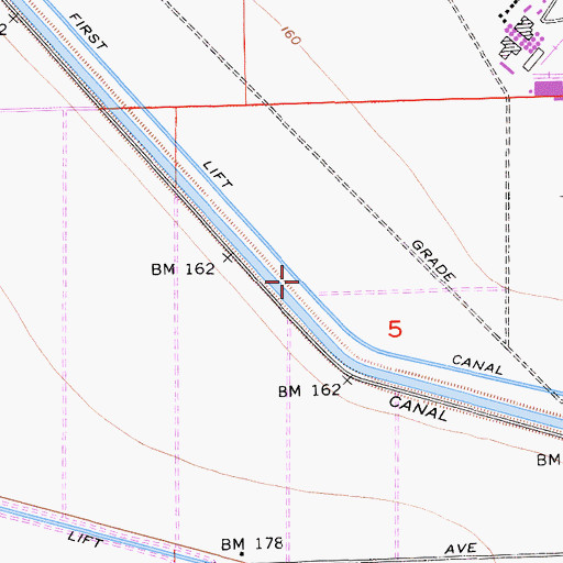 Topographic Map of First Lift Canal, CA
